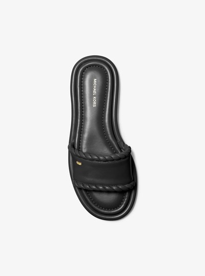 Dana Leather Slide Sandal in BLACK | Michael Kors