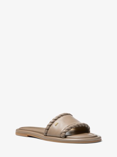 Dana Leather Slide Sandal in BIRCH | Michael Kors