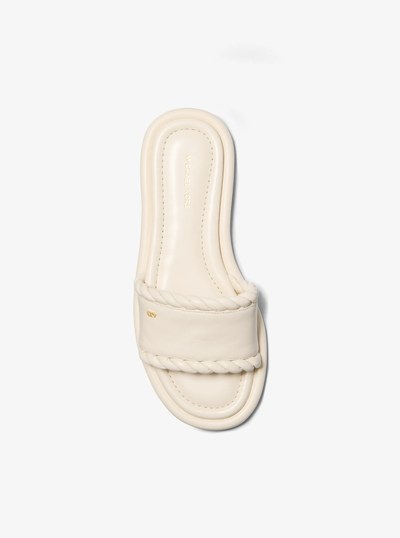 Dana Leather Slide Sandal in LT CREAM | Michael Kors