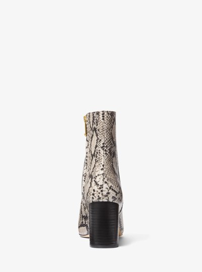 Elise Snake Embossed Leather Ankle Boot in NATURAL | Michael Kors
