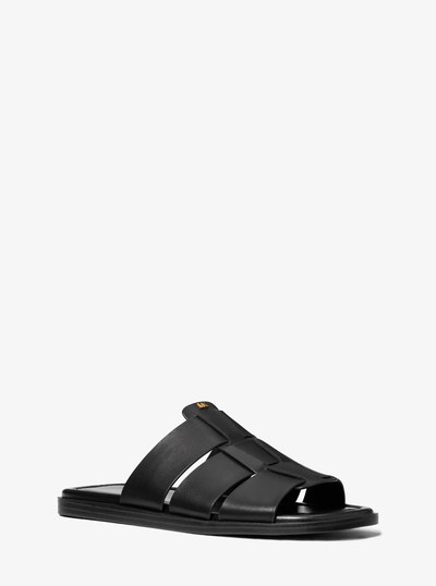 Indy Leather Slide Sandal in BLACK | Michael Kors
