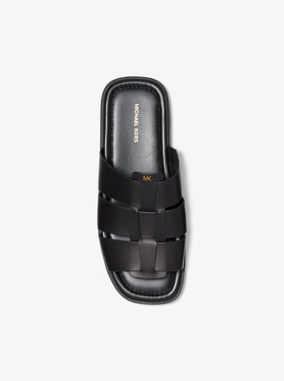 Indy Leather Slide Sandal in BLACK | Michael Kors
