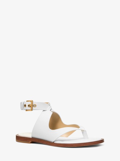 Irene Leather Wrap Sandal in OPTIC WHITE | Michael Kors