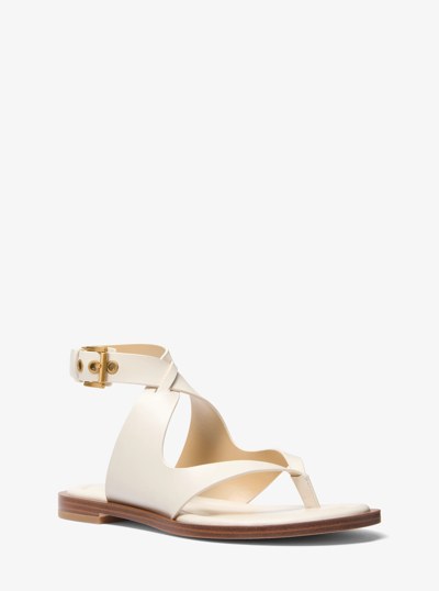 Irene Leather Wrap Sandal in LT CREAM | Michael Kors