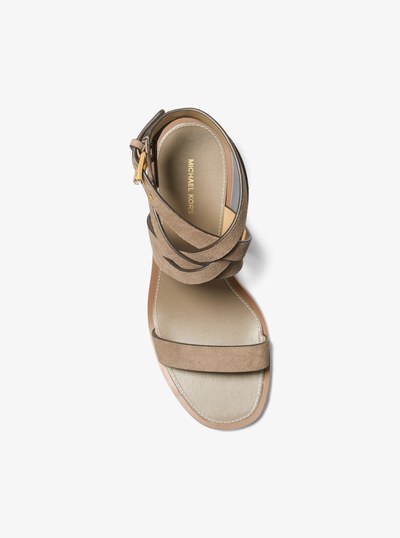 Irene Suede Kitten Heel Sandal in BIRCH | Michael Kors