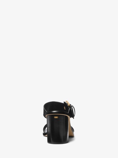 Irene Leather Block Heel Sandal in BLACK | Michael Kors