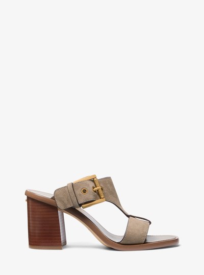 Irene Suede Block Heel Sandal in BIRCH | Michael Kors