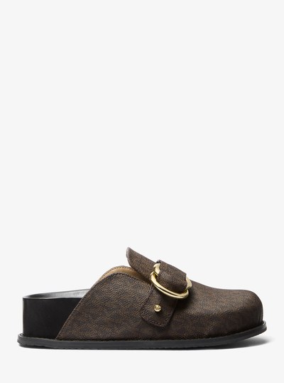 Jaden Signature Logo Clog in BLK/BROWN | Michael Kors