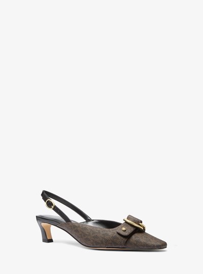 Jaden Signature Logo Slingback Pump in BLK/BROWN | Michael Kors