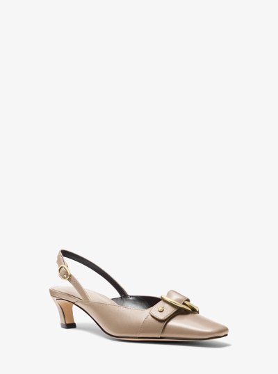 Jaden Leather Slingback Kitten Pump in BIRCH | Michael Kors