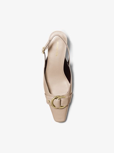 Jaden Leather Slingback Kitten Pump in BIRCH | Michael Kors
