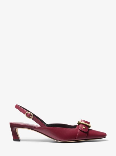 Jaden Leather Slingback Kitten Pump in MULBERRY | Michael Kors