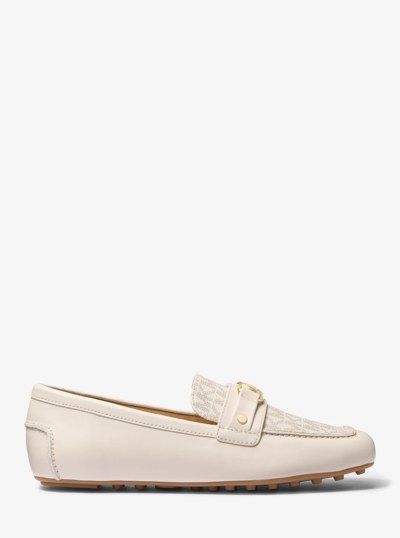 Mandy Leather and Signature Logo Moccasin Loafer in VANILLA COMBO | Michael Kors
