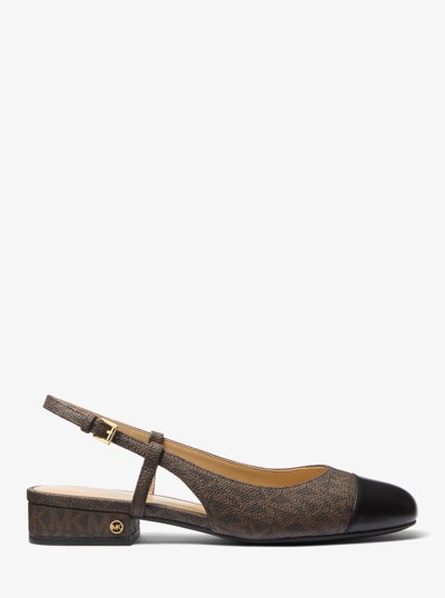 Perla Flex Signature Logo Slingback Flat in BLK/BROWN | Michael Kors