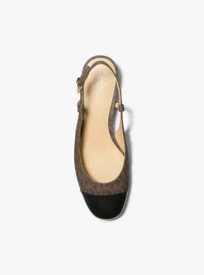 Perla Flex Signature Logo Slingback Flat in BLK/BROWN | Michael Kors