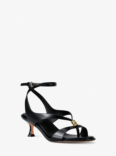Cherie Leather Sandal in BLACK | Michael Kors
