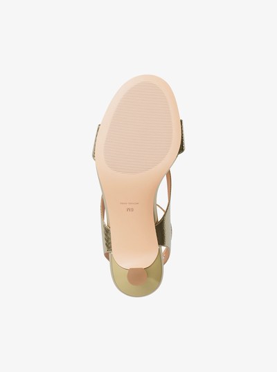 Cherie Metallic Snake Embossed Leather Sandal in PALE GOLD | Michael Kors