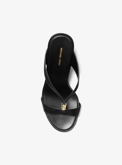 Cherie Leather Wedge Sandal in BLACK | Michael Kors