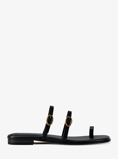 Kya Leather Flat Sandal in BLACK | Michael Kors