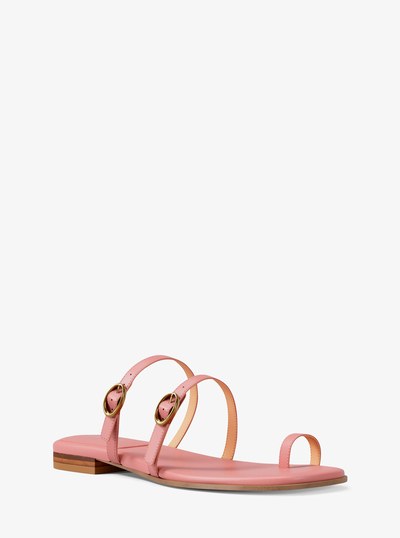 Kya Leather Flat Sandal in PRIMROSE | Michael Kors