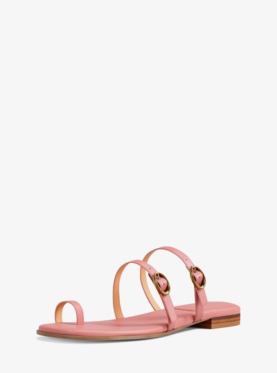 Kya Leather Flat Sandal in PRIMROSE | Michael Kors