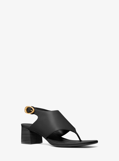 Kya Flex Leather Thong Sandal in BLACK | Michael Kors