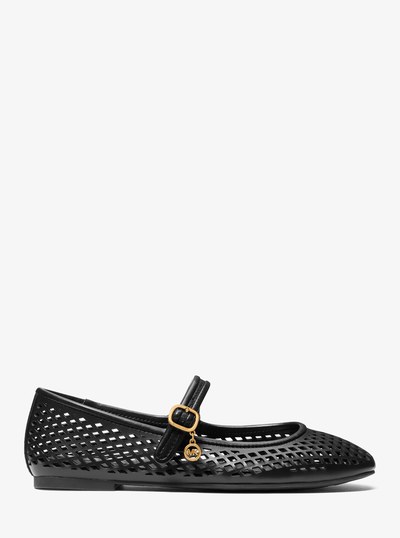 Nellie Flex Laser-Cut Leather Flat in BLACK | Michael Kors