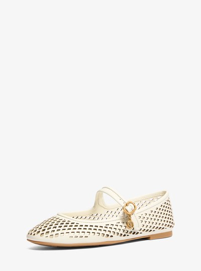 Nellie Flex Laser-Cut Leather Flat in EGGSHELL | Michael Kors