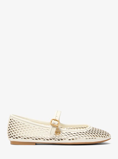 Nellie Flex Laser-Cut Leather Flat in EGGSHELL | Michael Kors