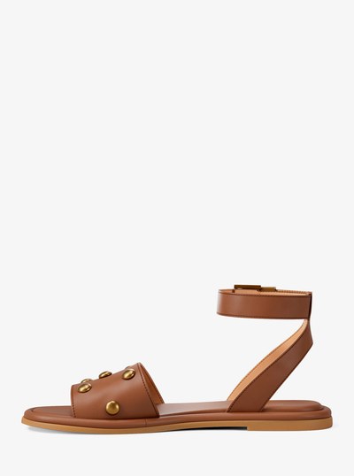 Rosetta Studded Leather Sandal in LUGGAGE | Michael Kors