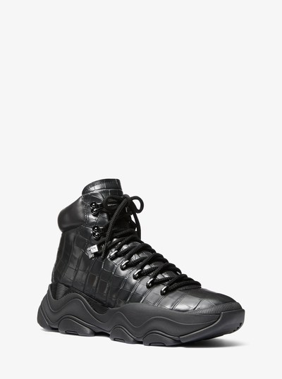 Atlas Crocodile Embossed Leather Boot in BLACK | Michael Kors