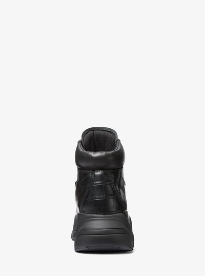 Atlas Crocodile Embossed Leather Boot in BLACK | Michael Kors
