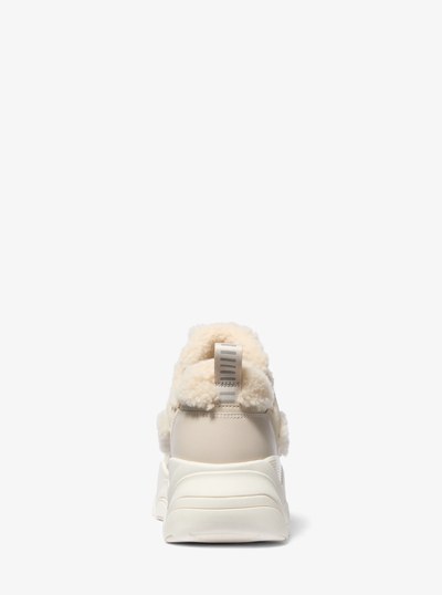 Atlas Suede and Shearling Trainer in BONE | Michael Kors