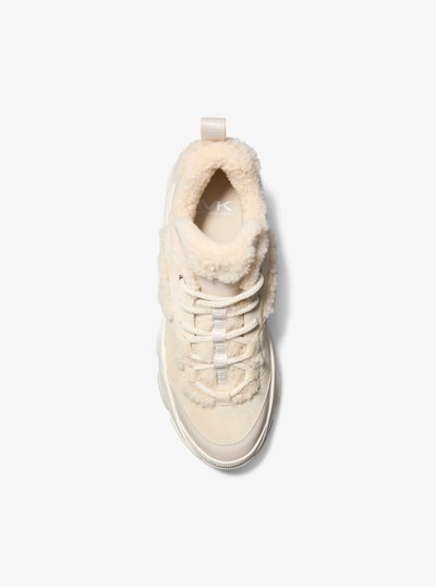 Atlas Suede and Shearling Trainer in BONE | Michael Kors