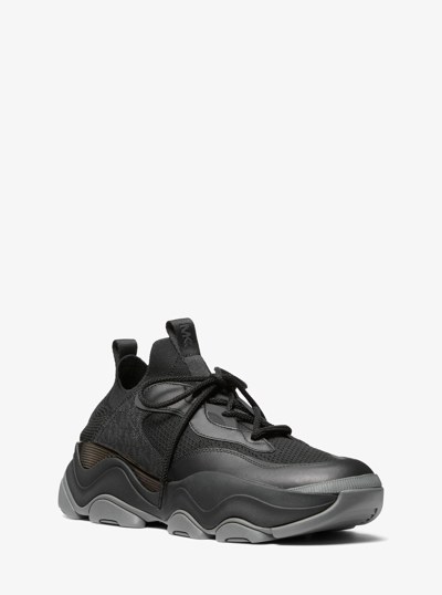 Atlas Mixed-Media Trainer in BLACK | Michael Kors