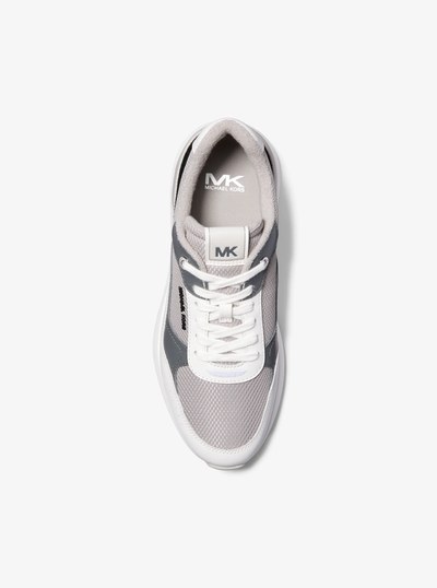 Trevor Leather and Stretch Knit Trainer in QUARRY GREY MULTI | Michael Kors