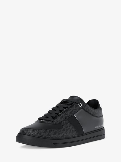 Brady Signature Logo and Leather Sneaker in BLACK/BLACK | Michael Kors