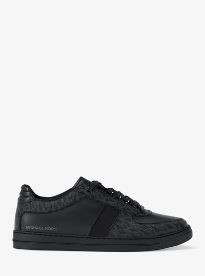 Brady Signature Logo and Leather Sneaker in BLACK/BLACK | Michael Kors