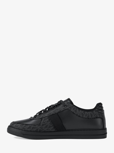 Brady Signature Logo and Leather Sneaker in BLACK/BLACK | Michael Kors