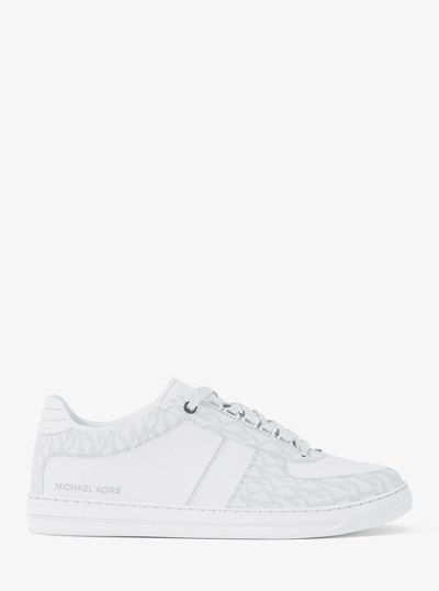 Brady Signature Logo and Leather Sneaker in BRIGHT WHT | Michael Kors