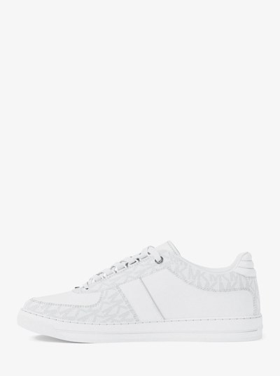 Brady Signature Logo and Leather Sneaker in BRIGHT WHT | Michael Kors