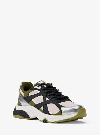 Leo Mixed-Media Trainer in PSTACHIO MLT | Michael Kors