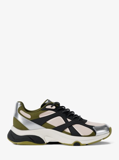 Leo Mixed-Media Trainer in PSTACHIO MLT | Michael Kors