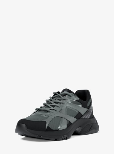 Leo Mixed-Media Trainer in STORM | Michael Kors