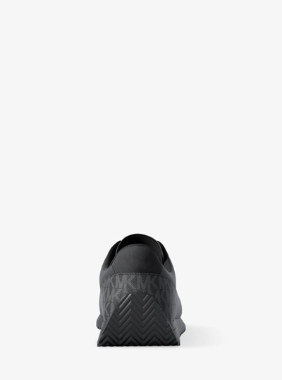 Rhodes Signature Logo and Leather Trainer in BLACK/BLACK | Michael Kors