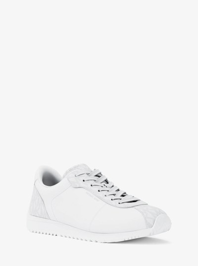 Rhodes Leather and Corded Twill Trainer in BRIGHT WHT | Michael Kors