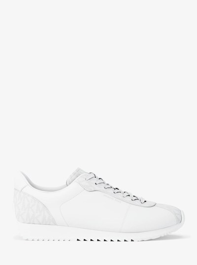 Rhodes Leather and Corded Twill Trainer in BRIGHT WHT | Michael Kors