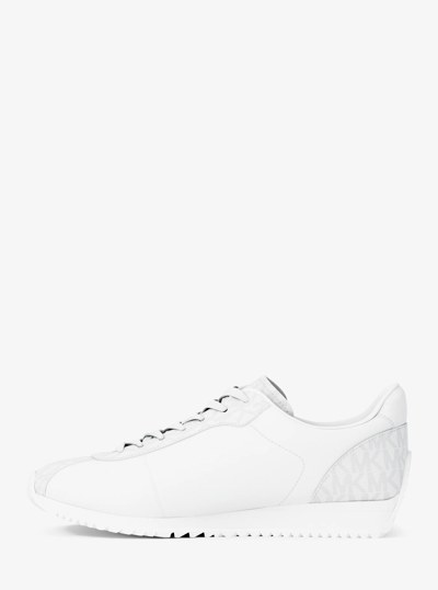 Rhodes Leather and Corded Twill Trainer in BRIGHT WHT | Michael Kors