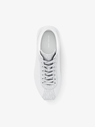 Rhodes Leather and Corded Twill Trainer in BRIGHT WHT | Michael Kors