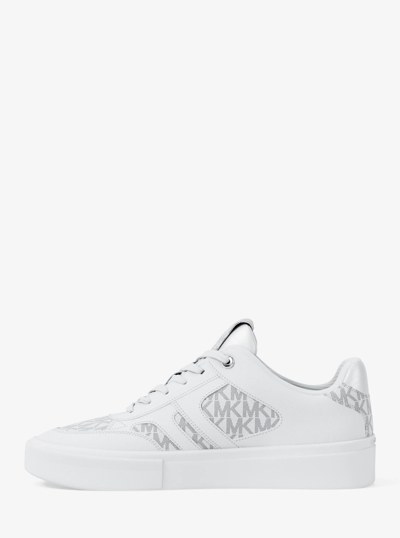 Dane Leather and Signature Logo Trainer in BRIGHT WHT | Michael Kors